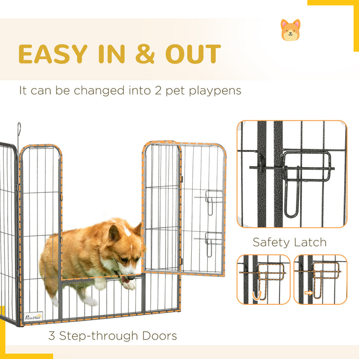 Pawhut Parc Pour Chien Tres Resistant, 24 Panneaux De 31.5\" De Hauteur, Parc D'exercice Pour Chiot En Metal, Design Bricolage, Interieur Exterieur, Pour Petits Chiens, Gris