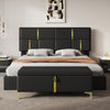 Ensemble De Chambre Nicole 2 Pieces Avec Lit Plateforme Tapisse Et Banc Coffre, Taille Queen, Noir