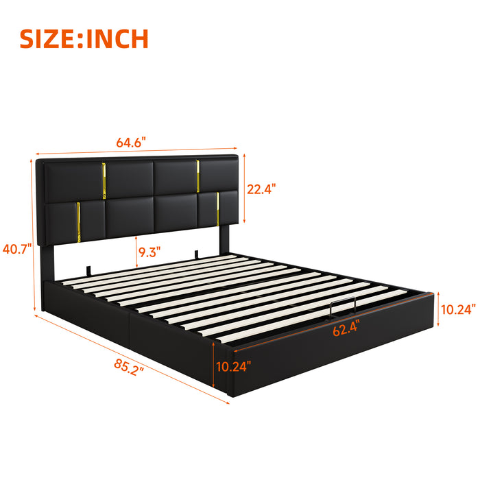 Ensemble De Chambre Nicole 2 Pieces Avec Lit Plateforme Tapisse Et Banc Coffre, Taille Queen, Noir