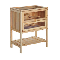 Pawhut D51-049 Cage De Hamster En Bois De Sapin Souris Rats Petits Animaux Exercice Maison De Jeu Av