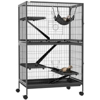 Pawhut Cage Roulante A 5 Niveaux Pour Petits Animaux, Cage Pour Cochon D'inde, Furet, Chinchilla, Ch