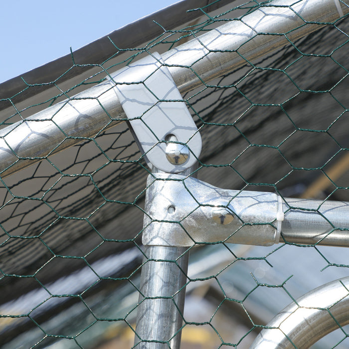 Pawhut Poulailler Galvanise, Grande Cage A Poulet En Metal, Maison Avec Couverture Resistante Aux Uv Et A L'eau Pour Jardin Exterieur 10 Pi X 26 Pi X 6,5 Pi