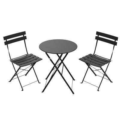 Lausaint Bistro Folding Three-Piece Set Black Patio Seating Package | Ensemble bistro pliant 3 pieces Lausaint noir