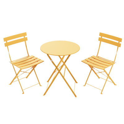 Lausaint Bistro Folding Three-Piece Set Yellow Patio Seating Package | Ensemble bistro pliant 3 pieces Lausaint jaune