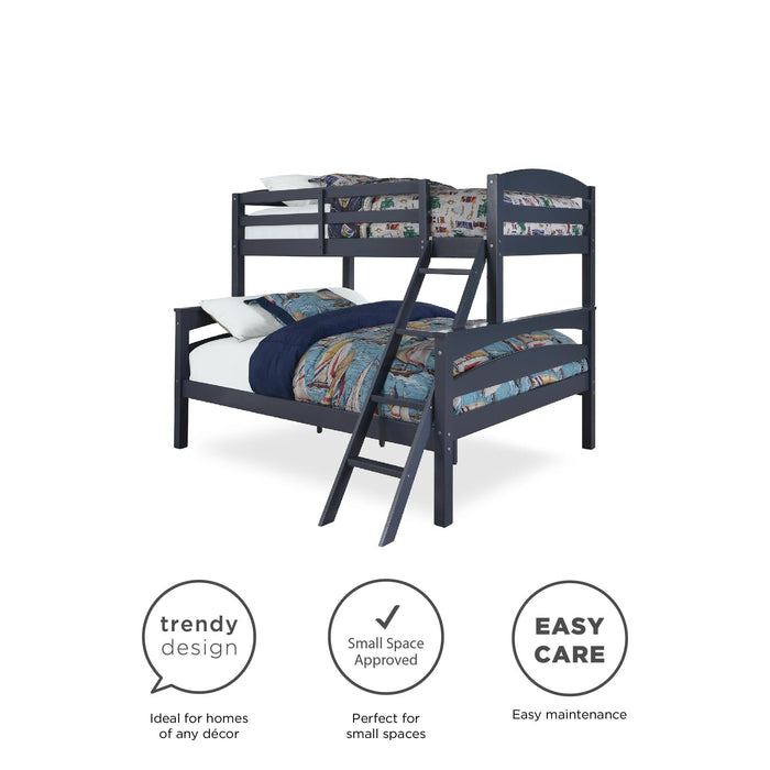 Lits superposés Brady de DHP avec lit simple au-dessus du lit double - bleu graphite