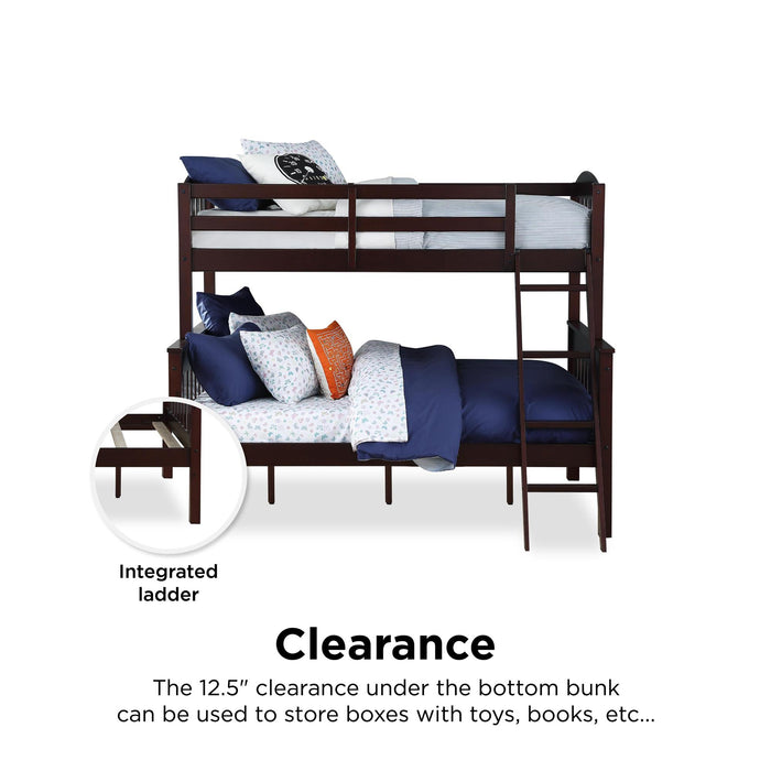 Lits superposés Airlie de DHP avec lit simple au-dessus du lit double - espresso