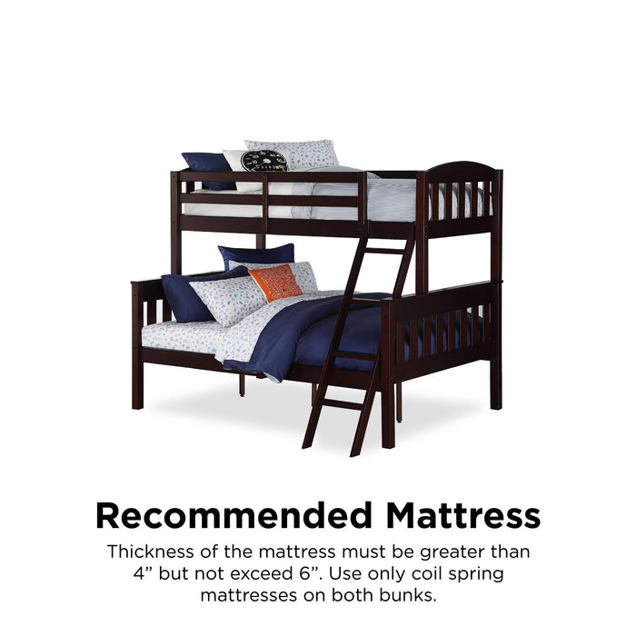 Lits superposés Airlie de DHP avec lit simple au-dessus du lit double - espresso