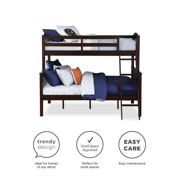 Lits superposés Airlie de DHP avec lit simple au-dessus du lit double - espresso