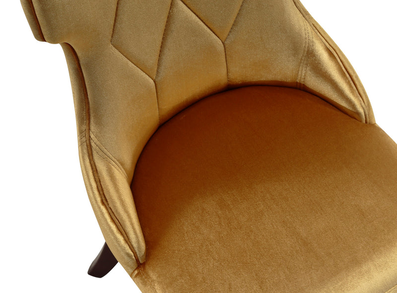 Ensemble 2 chaises de salle à manger Reine de Manhattan Comfort en velours - doré antique et noyer