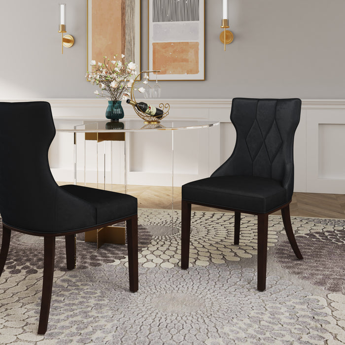 Ensemble 2 chaises de salle à manger Reine de Manhattan Comfort en velours - noir et noyer