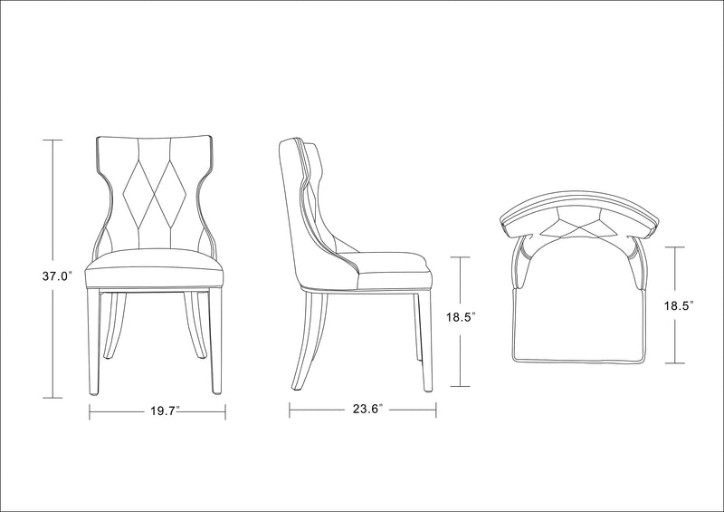Ensemble 2 chaises de salle à manger Reine de Manhattan Comfort en velours - noir et noyer