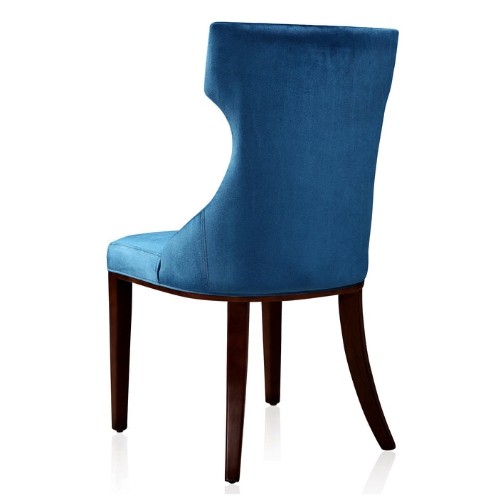 Ensemble 2 chaises de salle à manger Reine de Manhattan Comfort en velours cobalt - bleu et noyer