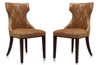 Ensemble 2 chaises de salle à manger Reine de Manhattan Comfort en similicuir - brun clair et noyer
