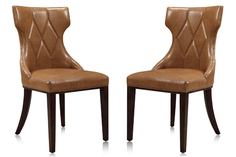 Ensemble 2 chaises de salle à manger Reine de Manhattan Comfort en similicuir - brun clair et noyer