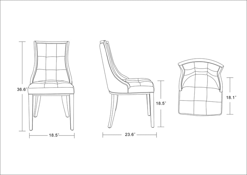Ensemble 2 chaises de salle à manger Fifth Avenue de Manhattan Comfort en similicuir - gris et noyer