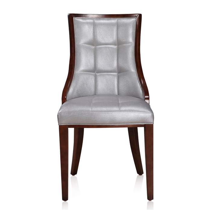 Ensemble 2 chaises de salle à manger Fifth Avenue de Manhattan Comfort en similicuir - argenté et noyer