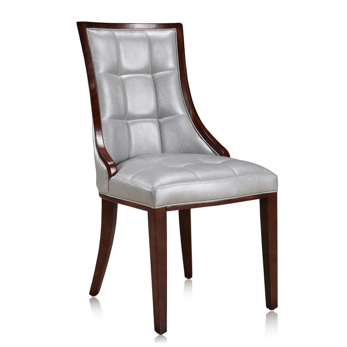 Ensemble 2 chaises de salle à manger Fifth Avenue de Manhattan Comfort en similicuir - argenté et noyer