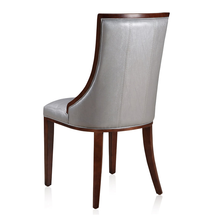 Ensemble 2 chaises de salle à manger Fifth Avenue de Manhattan Comfort en similicuir - argenté et noyer