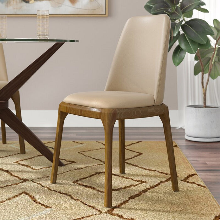Chaise de salle à manger Courding de Manhattan Comfort en similicuir - tan et noyer