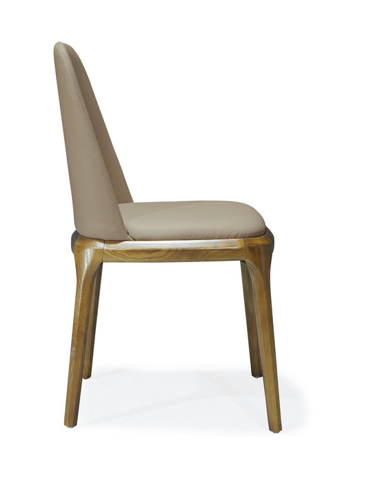Chaise de salle à manger Courding de Manhattan Comfort en similicuir - tan et noyer