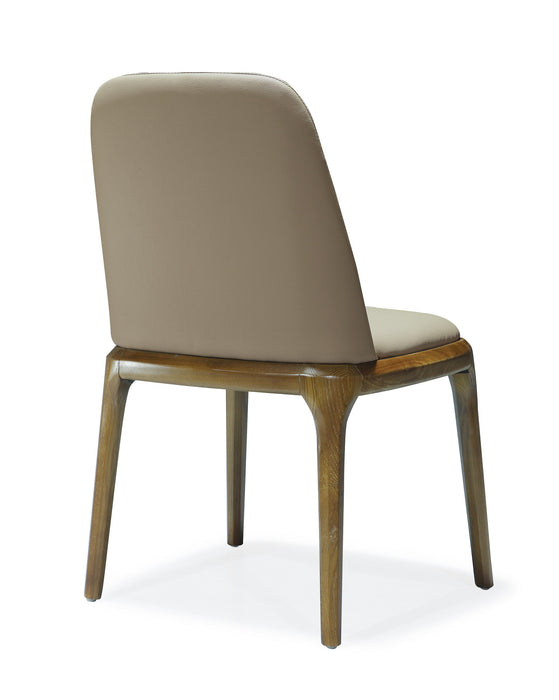 Chaise de salle à manger Courding de Manhattan Comfort en similicuir - tan et noyer