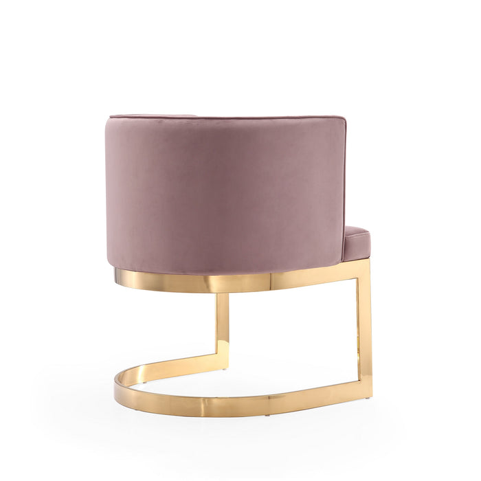 Chaise de salle à manger Aura de Manhattan Comfort en velours - rose tendre et laiton poli