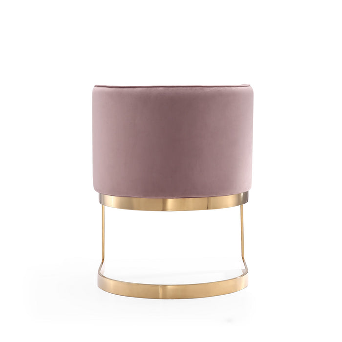 Chaise de salle à manger Aura de Manhattan Comfort en velours - rose tendre et laiton poli