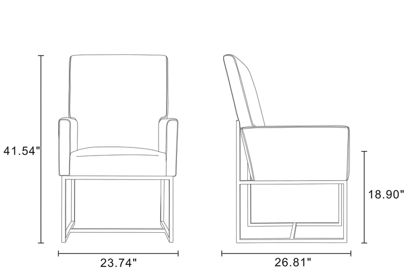 Chaise de salle à manger sans accoudoirs Element de Manhattan Comfort en velours - acier