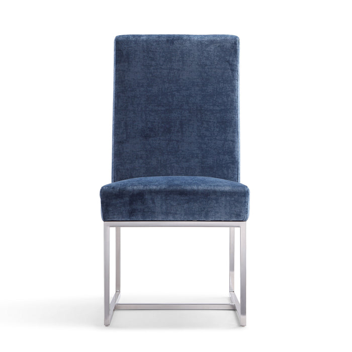 Chaise de salle à manger Element de Manhattan Comfort - velours bleu