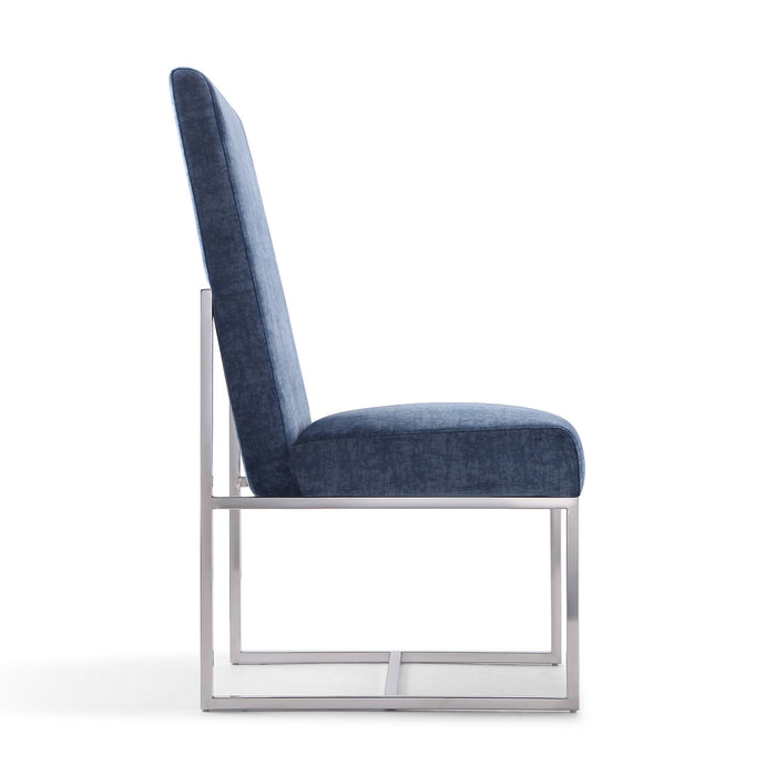 Chaise de salle à manger Element de Manhattan Comfort - velours bleu