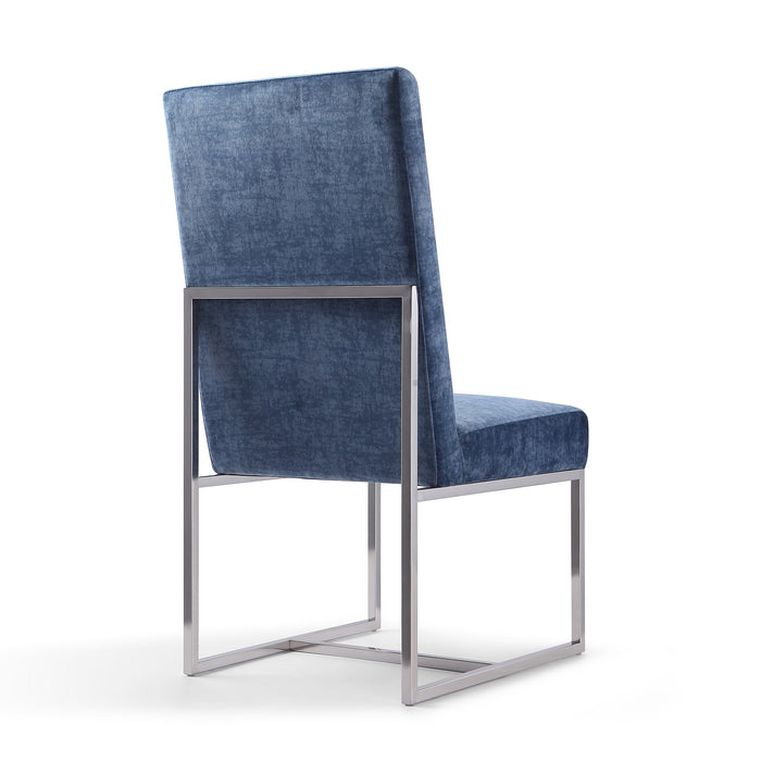 Chaise de salle à manger Element de Manhattan Comfort - velours bleu
