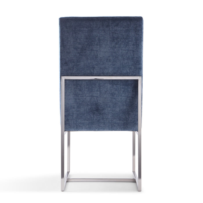 Chaise de salle à manger Element de Manhattan Comfort - velours bleu
