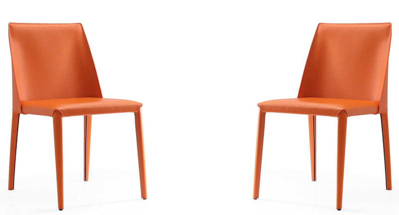 Ensemble 2 chaises de salle à manger Paris de Manhattan Comfort en cuir à équipement corail - corail