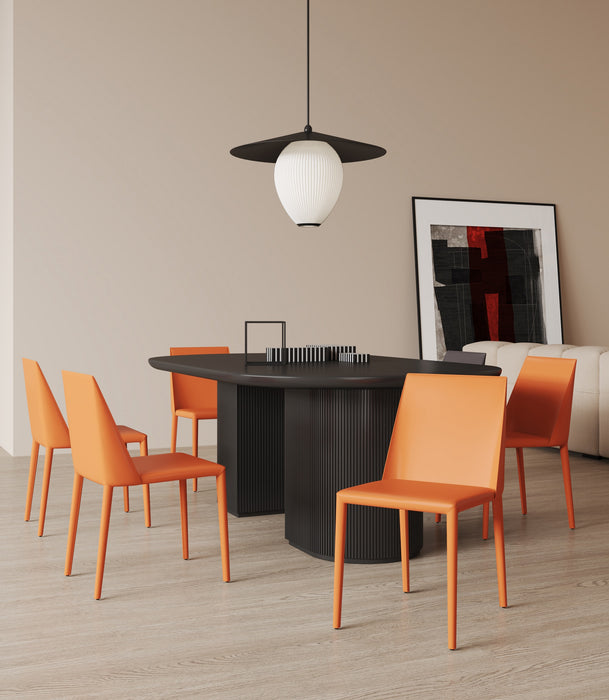 Ensemble 2 chaises de salle à manger Paris de Manhattan Comfort en cuir à équipement corail - corail