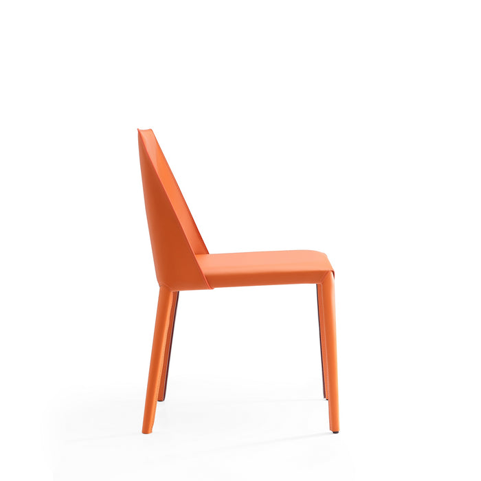 Ensemble 2 chaises de salle à manger Paris de Manhattan Comfort en cuir à équipement corail - corail