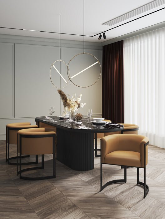 Chaise de salle à manger Corso de Manhattan Comfort en similicuir avec armature en métal - tan