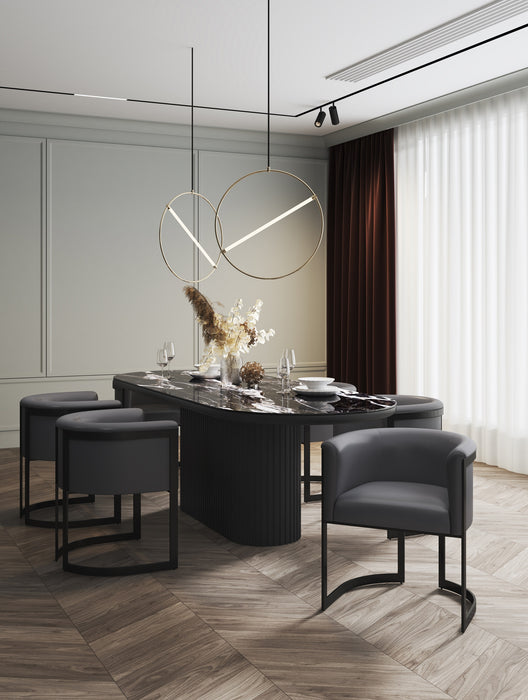 Chaise de salle à manger Corso de Manhattan Comfort en similicuir avec armature en métal - grise