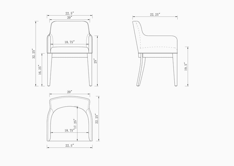 Chaise de salle à manger moderne Gansevoort de Manhattan Comfort en similicuir - crème