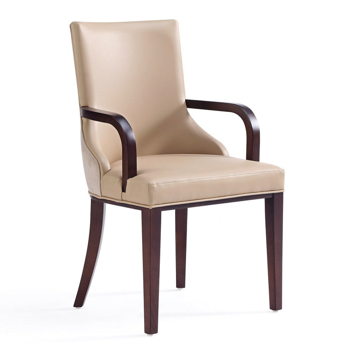 Chaise de salle à manger moderne Shubert de Manhattan Comfort en similicuir et velours - tan