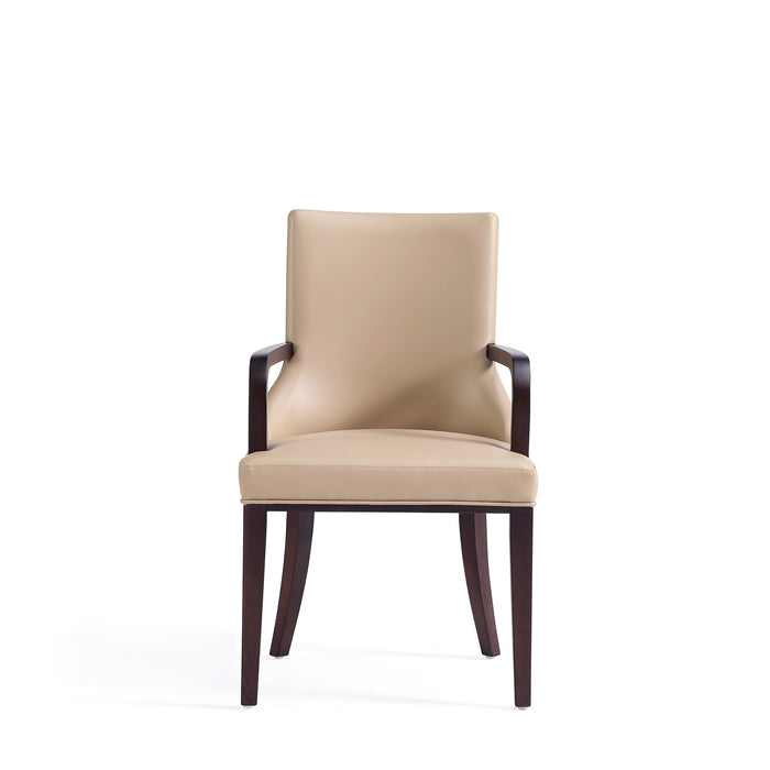 Chaise de salle à manger moderne Shubert de Manhattan Comfort en similicuir et velours - tan