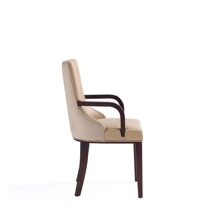 Chaise de salle à manger moderne Shubert de Manhattan Comfort en similicuir et velours - tan