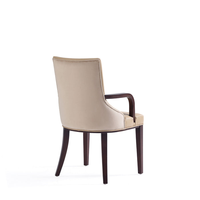 Chaise de salle à manger moderne Shubert de Manhattan Comfort en similicuir et velours - tan