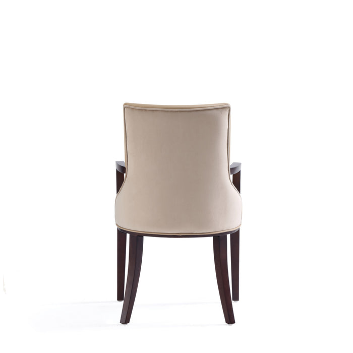 Chaise de salle à manger moderne Shubert de Manhattan Comfort en similicuir et velours - tan
