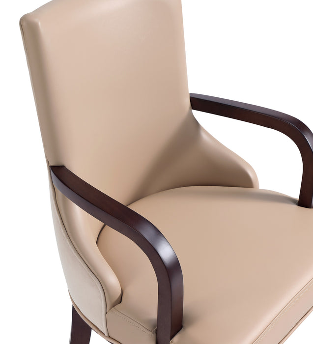 Chaise de salle à manger moderne Shubert de Manhattan Comfort en similicuir et velours - tan