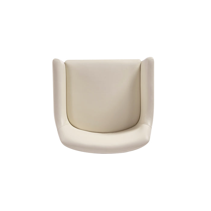 Chaise de salle à manger à accoudoirs moderne Serena de Manhattan Comfort revêtue de similicuir avec pattes en acier - crème