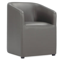 Chaise de salle à manger arrondie et moderne Anna de Manhattan Comfort en similicuir - étain