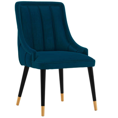 Manhattan Comfort Modern Eda Velvet Dining Chair - Midnight Blue|Chaise de salle à manger moderne Eda de Manhattan Comfort en velours - bleu minuit