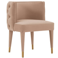 Chaise de salle à manger moderne Maya de Manhattan Comfort en velours capitonné - couleur chair