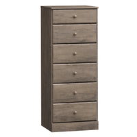 Commode verticale haute Astrid à 6 tiroirs - gris délavé