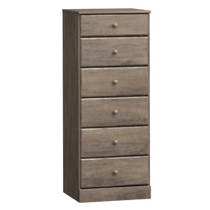 Commode verticale haute Astrid à 6 tiroirs - gris délavé